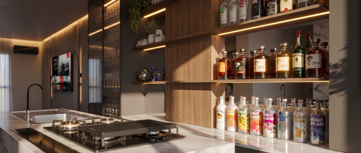 Espaço gourmet projetado pela Pecan Studio